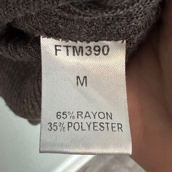 THML Oversized Boxy Thermal Turtleneck Top Womens Medium Elbow Patches Grey - Picture 4 of 5